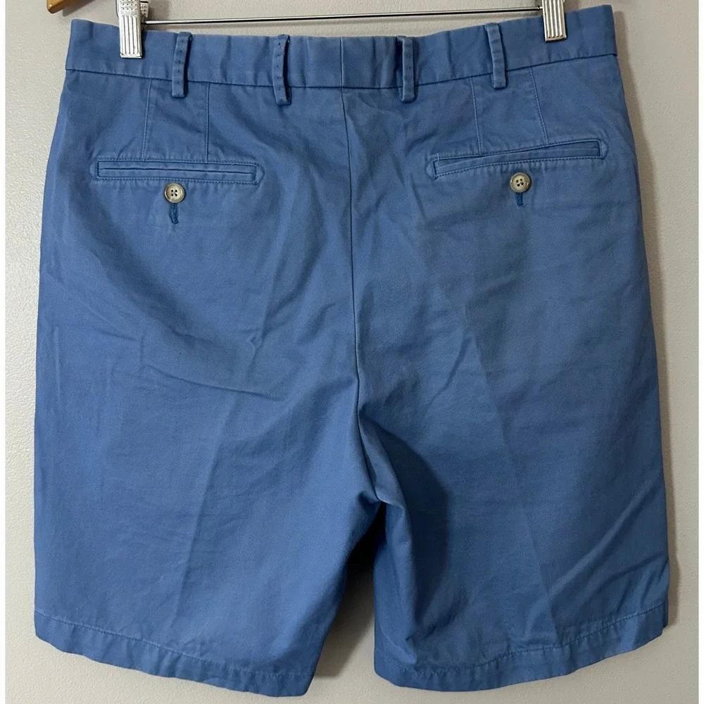 Peter Millar Shorts Mens 34 Blue Flat Front Chino Golf Pima‎ Cotton Twill 8.5